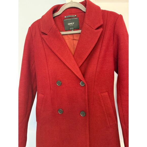 ONLY - Burgundy midi-length jacket, size XS - Picture 2 of 3